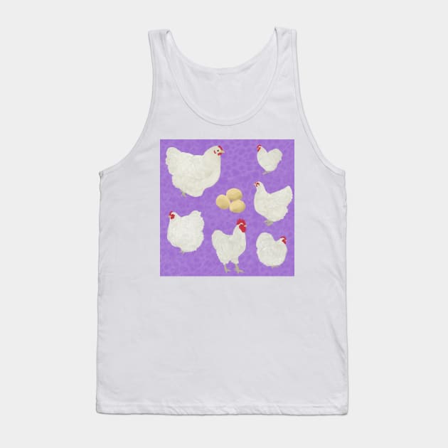 White Orpington Chickens Purple Tank Top by TrapperWeasel